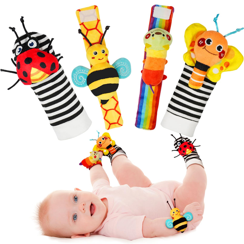 Garden Bug Baby Rattle Socks & Wrist Rattles Set