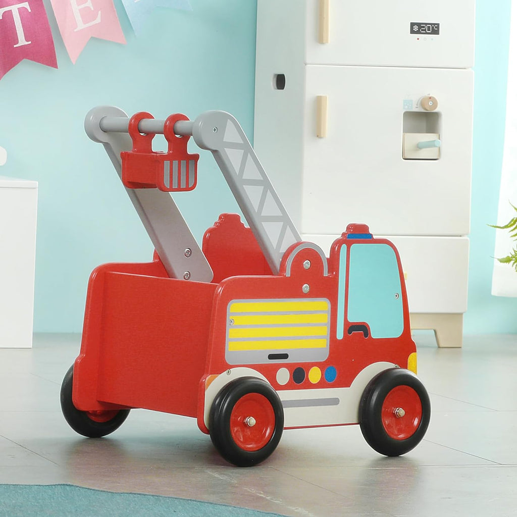 Wooden 2-in-1 Toddler Push & Pull Fire Truck