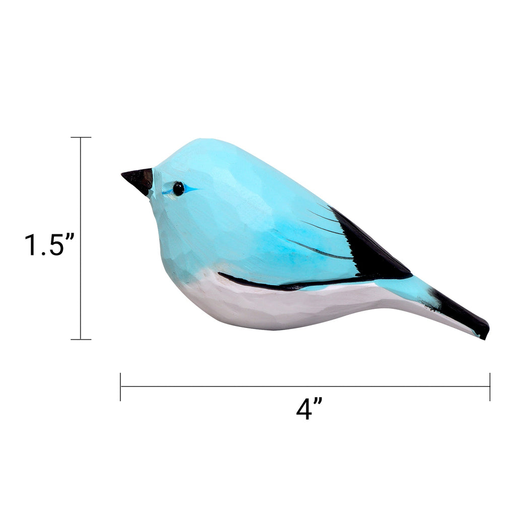 Hand-Carved Wooden Bird Figurine – Blue