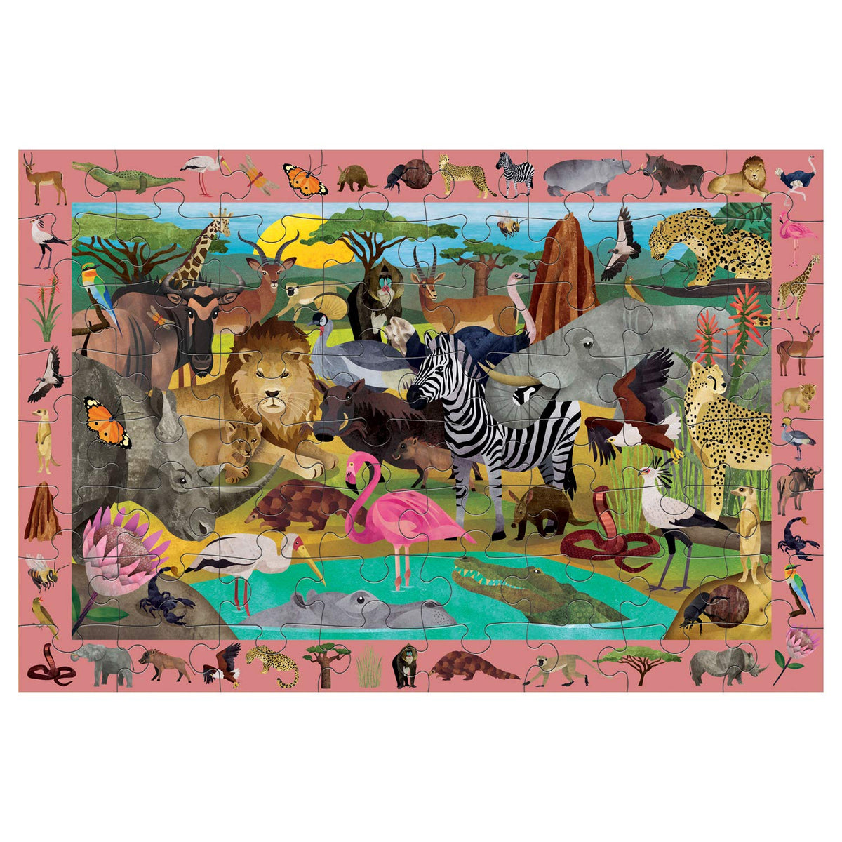 Search and Find Illustrations of African Safari Puzzle
