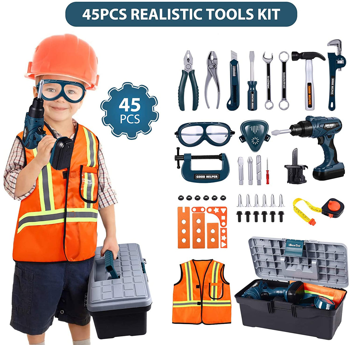Junior Builder Adventure Workshop with Electric Drill and 43 Piece Tool Set