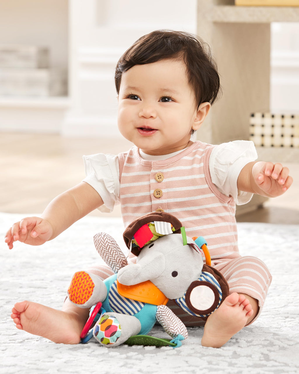 Elephant Teether with Rattles, Crinkles & On-the-Go Playtime Fun!