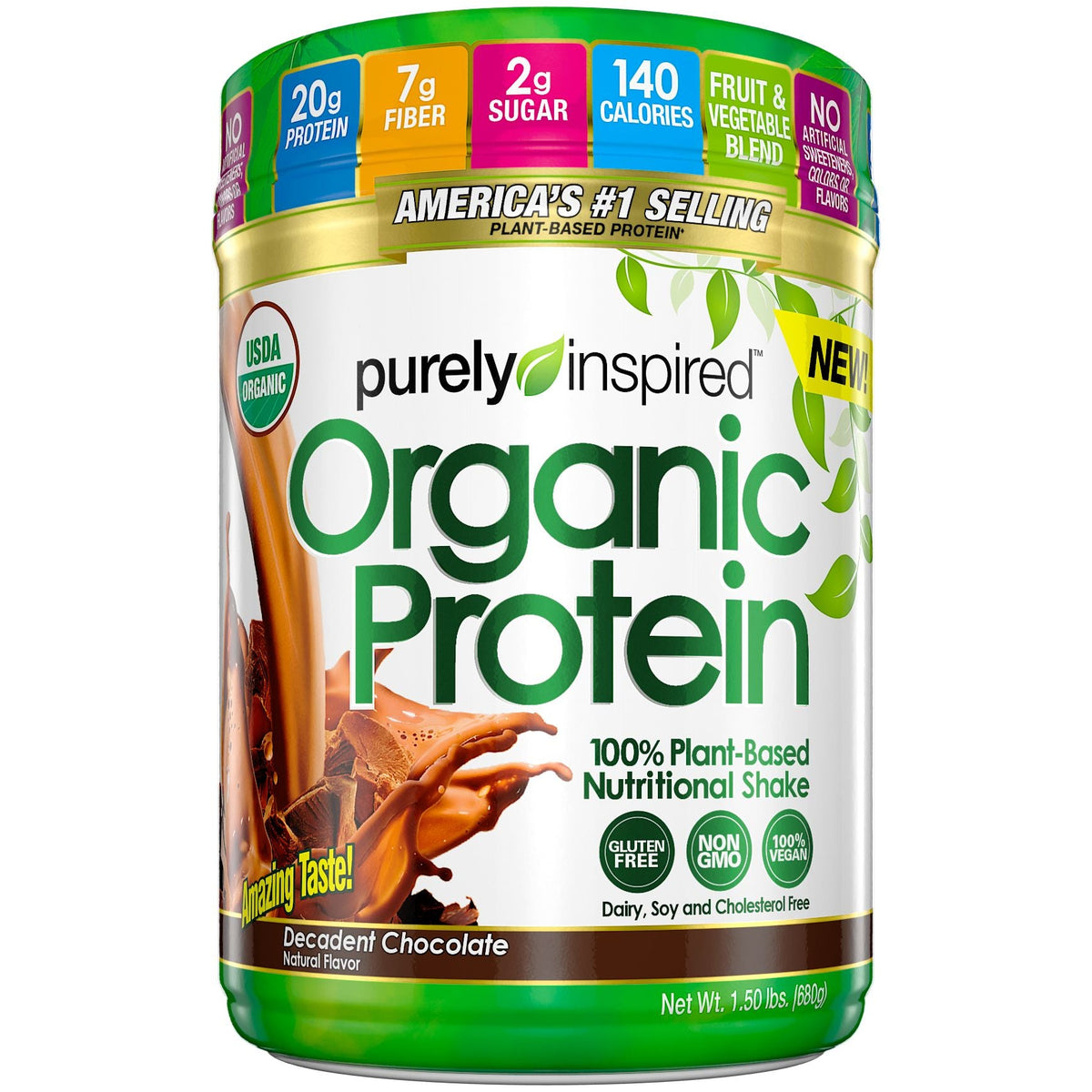 Purely Inspired Organic Protein Powder, Decadent Chocolate, 1.5 Lb