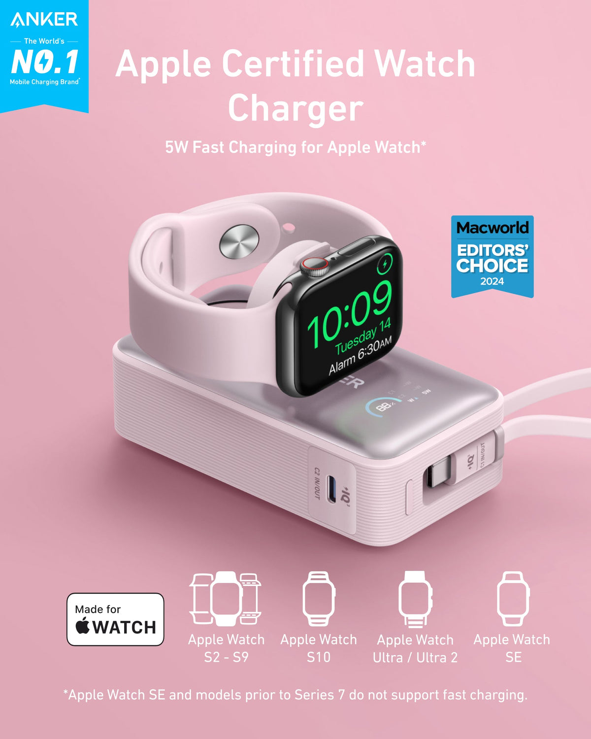 Anker MagGo Power Bank (10K, 35W, For Apple Watch)