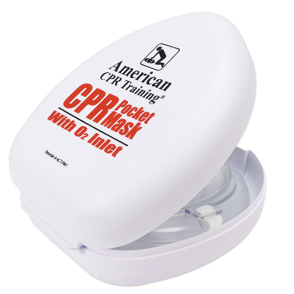American CPR Pocket Mask, Plastic Case, Adult/Child/Infant with O2 Inlet
