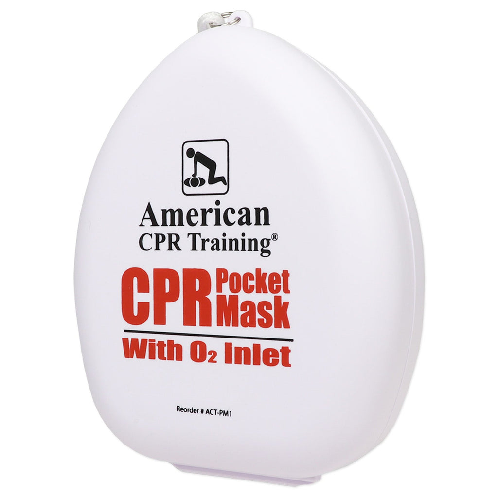 American CPR Pocket Mask, Plastic Case, Adult/Child/Infant with O2 Inlet