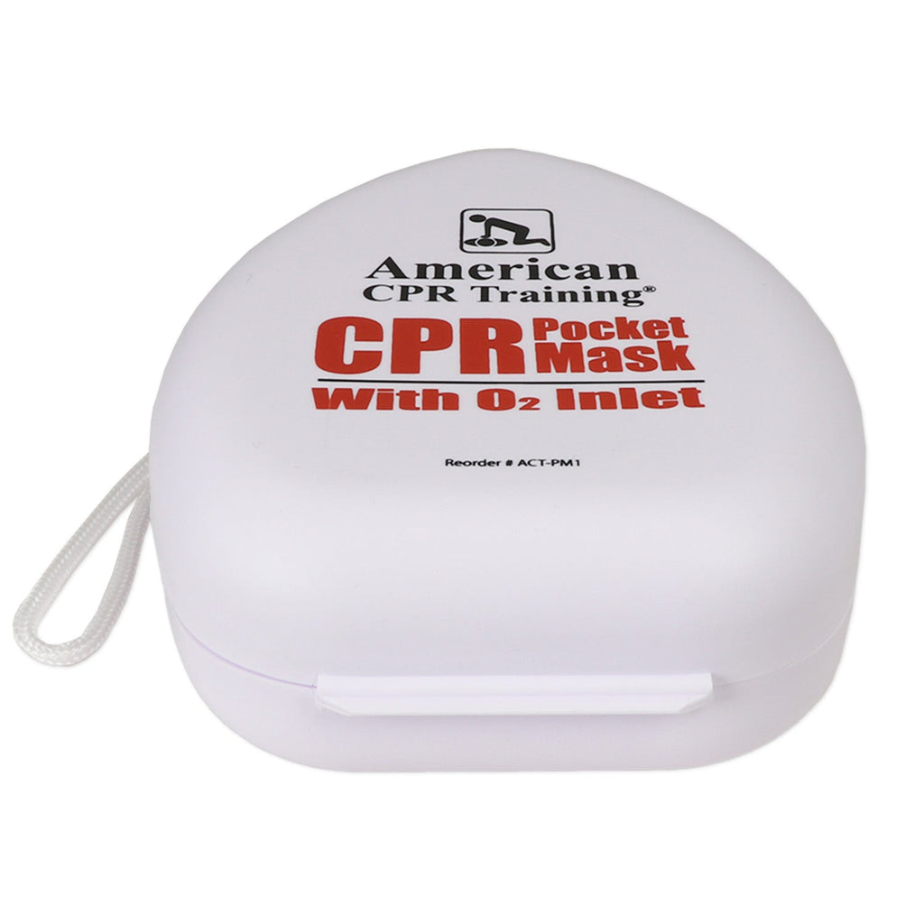 American CPR Pocket Mask, Plastic Case, Adult/Child/Infant with O2 Inlet