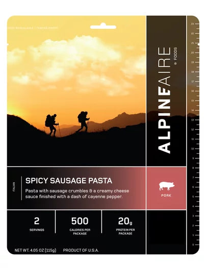 AlpineAire Spicy Sausage Pasta | Cook-in-Pouch Meal