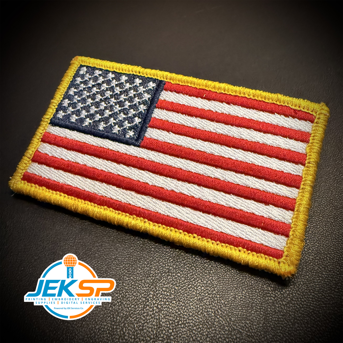American Flag Patch, 2x3.5" Full Color Embroidered Patch | Made in USA | VELCRO® Brand Hook Backing