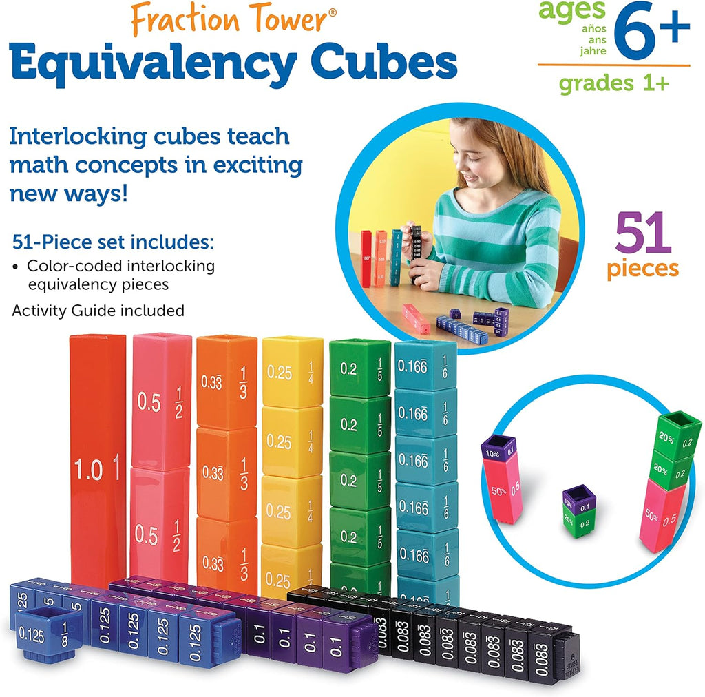 Stack Compare Master Fractions Math Tower for Kids Ages 6+