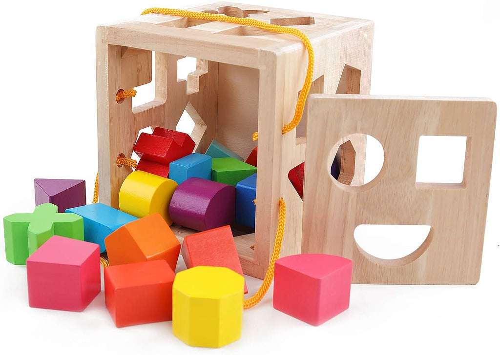 Drop Match Learn Wooden Shape Sorter for Toddlers Ages 2+