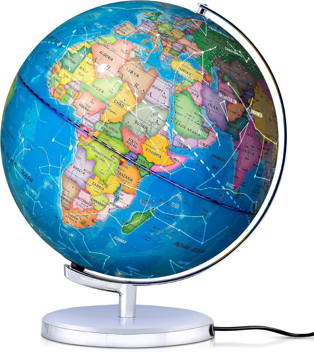 Adventure Around the World Light Up Globe for Kids Ages 5+ STEM Geography Learning with LED Night Light and Trivia Cards