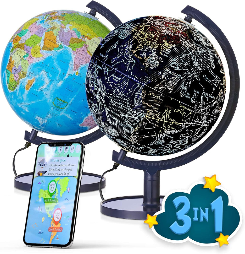Discover the World Interactive STEM Globe: Smart Interactive World Globe with LED Constellations & Learning App