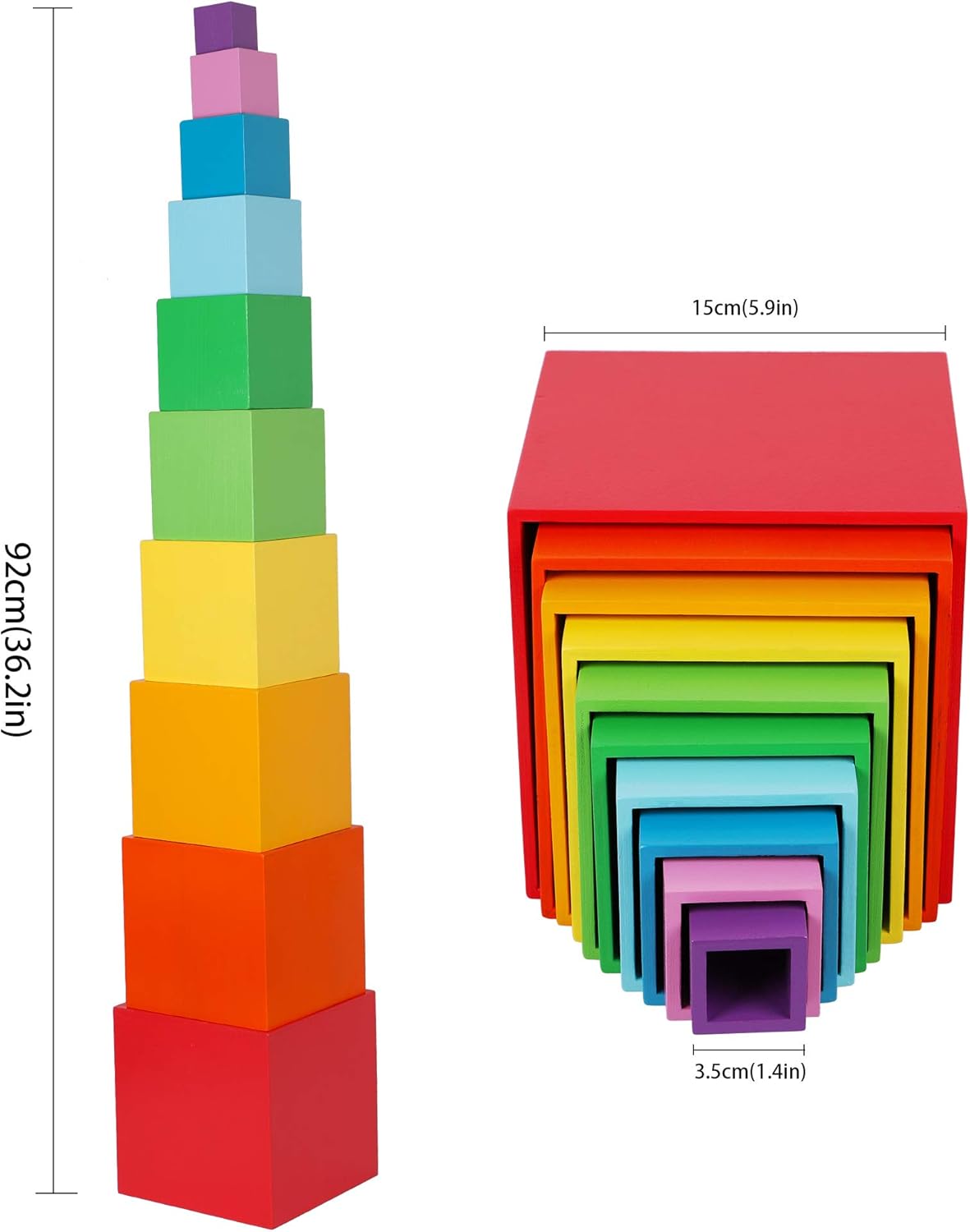 Rainbow Stacking Boxes Montessori Toy for Toddlers Ages 2+