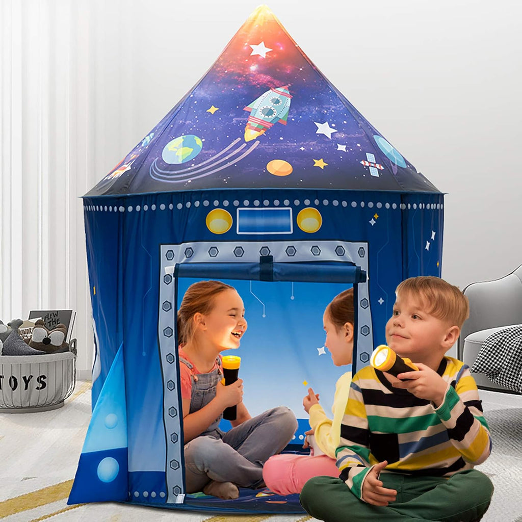 Blast Off to Adventure Rocket Ship Play Tent for Kids Indoor Outdoor Space Playhouse Ages 2+
