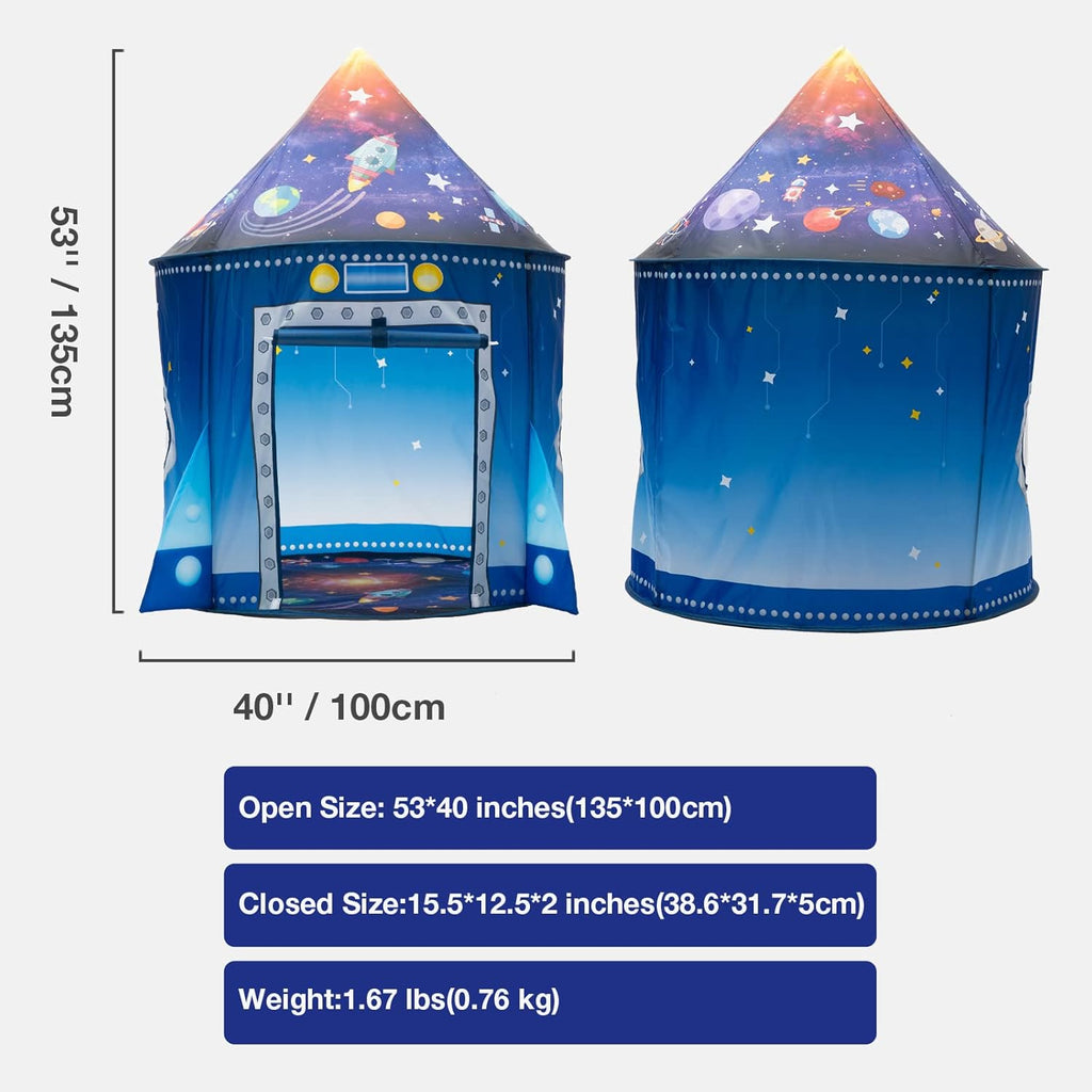 Blast Off to Adventure Rocket Ship Play Tent for Kids Indoor Outdoor Space Playhouse Ages 2+