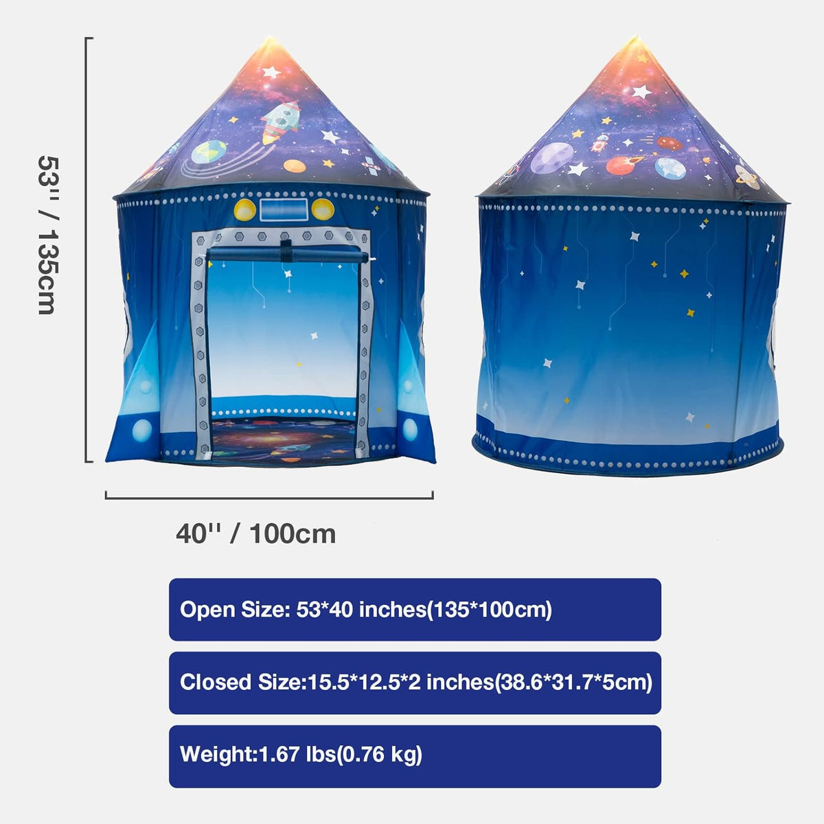 Blast Off to Adventure Rocket Ship Play Tent for Kids Indoor Outdoor Space Playhouse Ages 2+