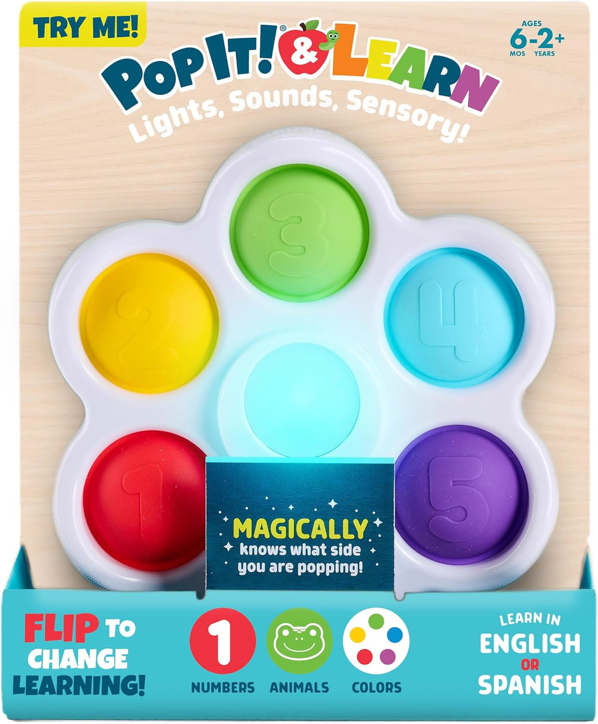 Pop and Learn Sensory Adventure Toy with Lights Sounds and Bilingual Learning