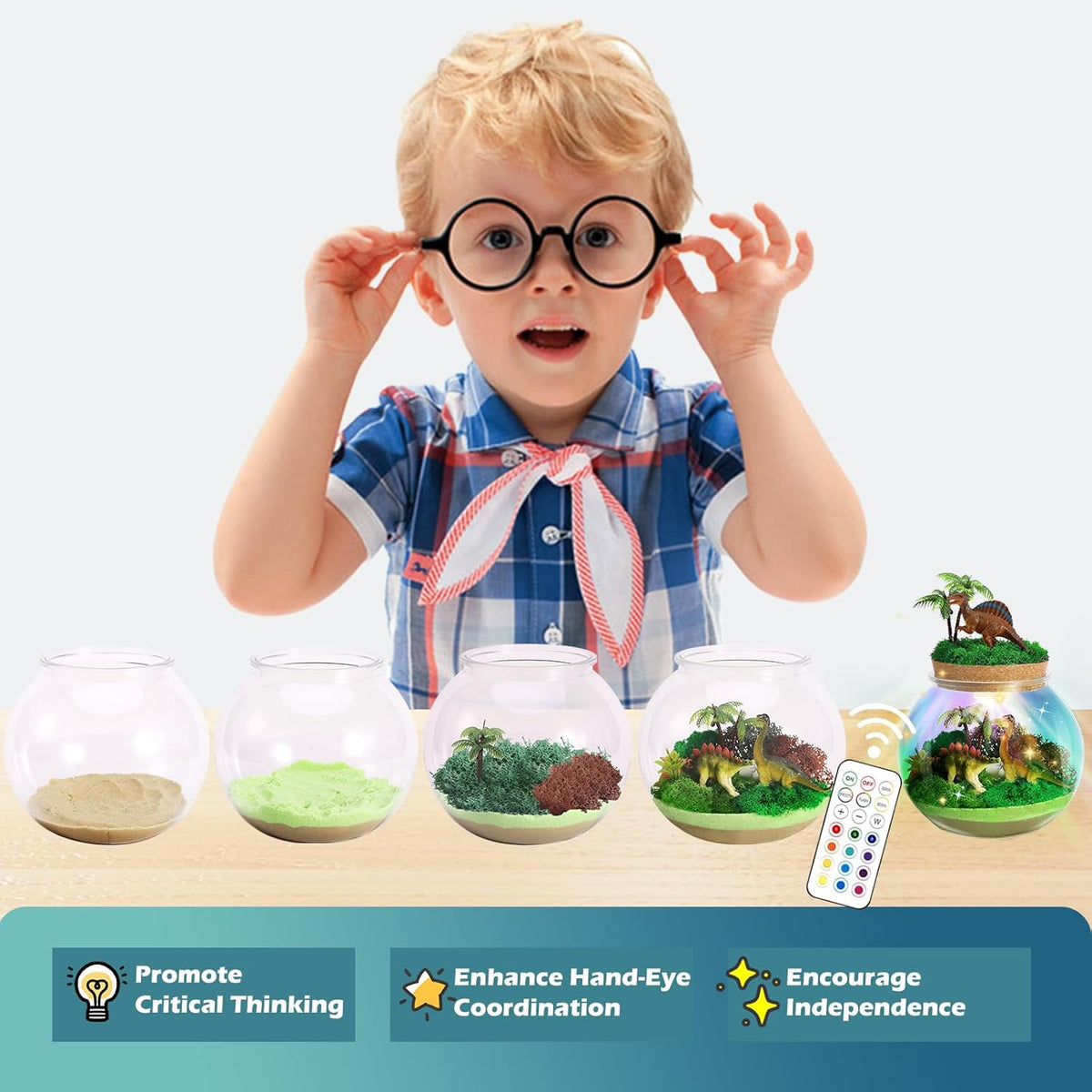 Dino Discovery Lab, Dinosaur Terrarium Kit with LED Night Light