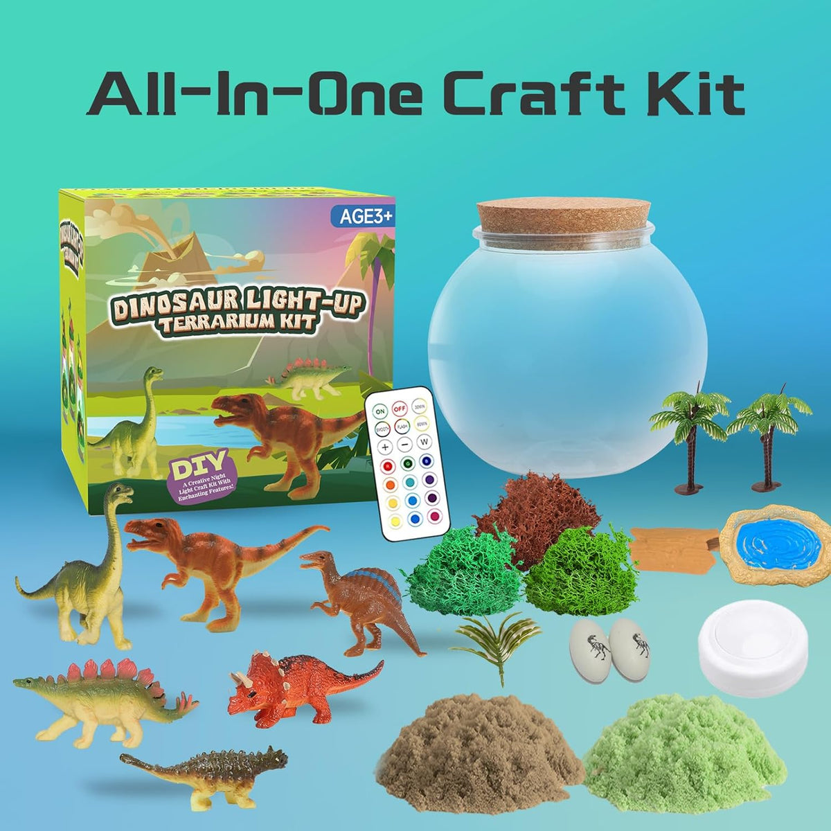 Dino Discovery Lab, Dinosaur Terrarium Kit with LED Night Light