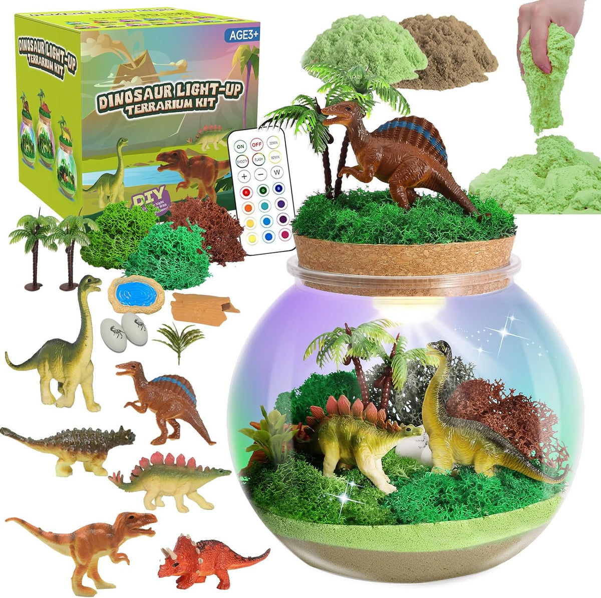 Dino Discovery Lab, Dinosaur Terrarium Kit with LED Night Light