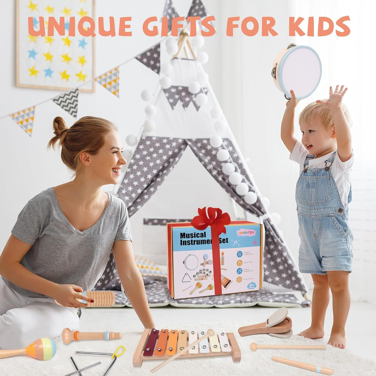 Little Music Makers Band Wooden Instrument Set for Toddlers Ages 18 Months+