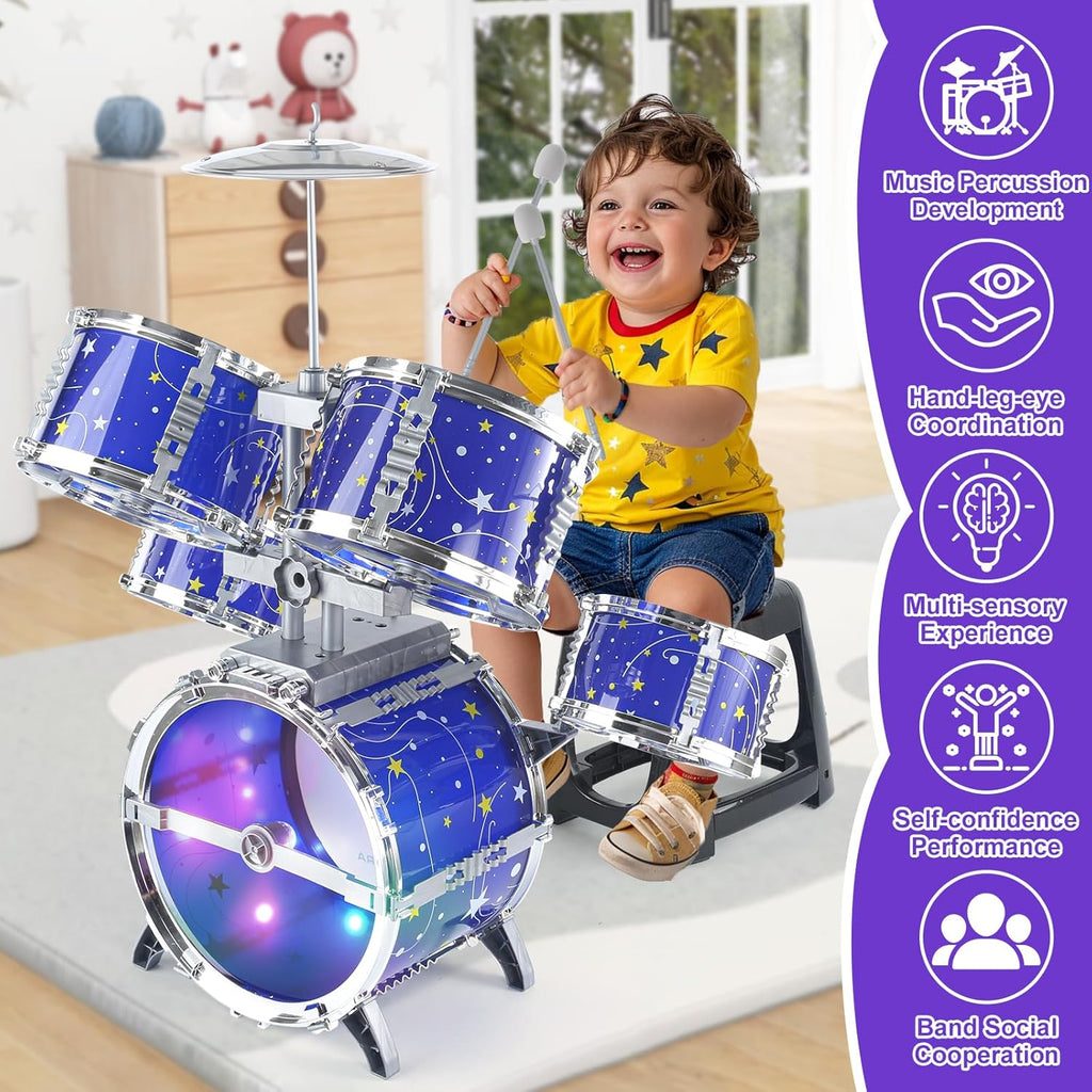 Ultimate Kids Jazz Drum Set for Toddlers Ages 3+
