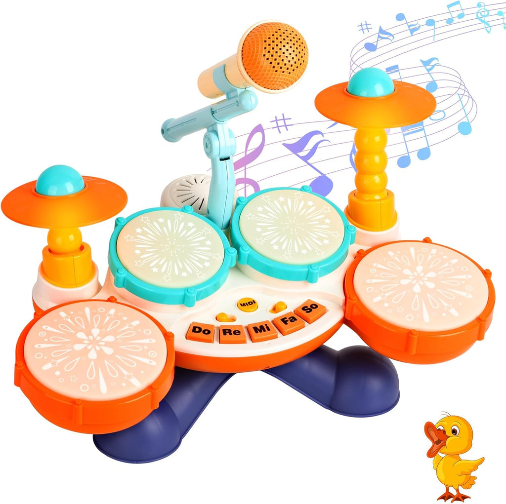 Little Rockstar Drum Set with Microphone for Toddlers