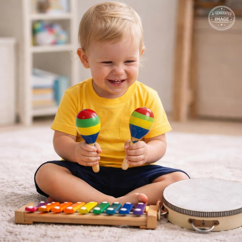 Music and Rhythm Educational Wooden Set Musical Instruments Set for Toddlers Ages 3+