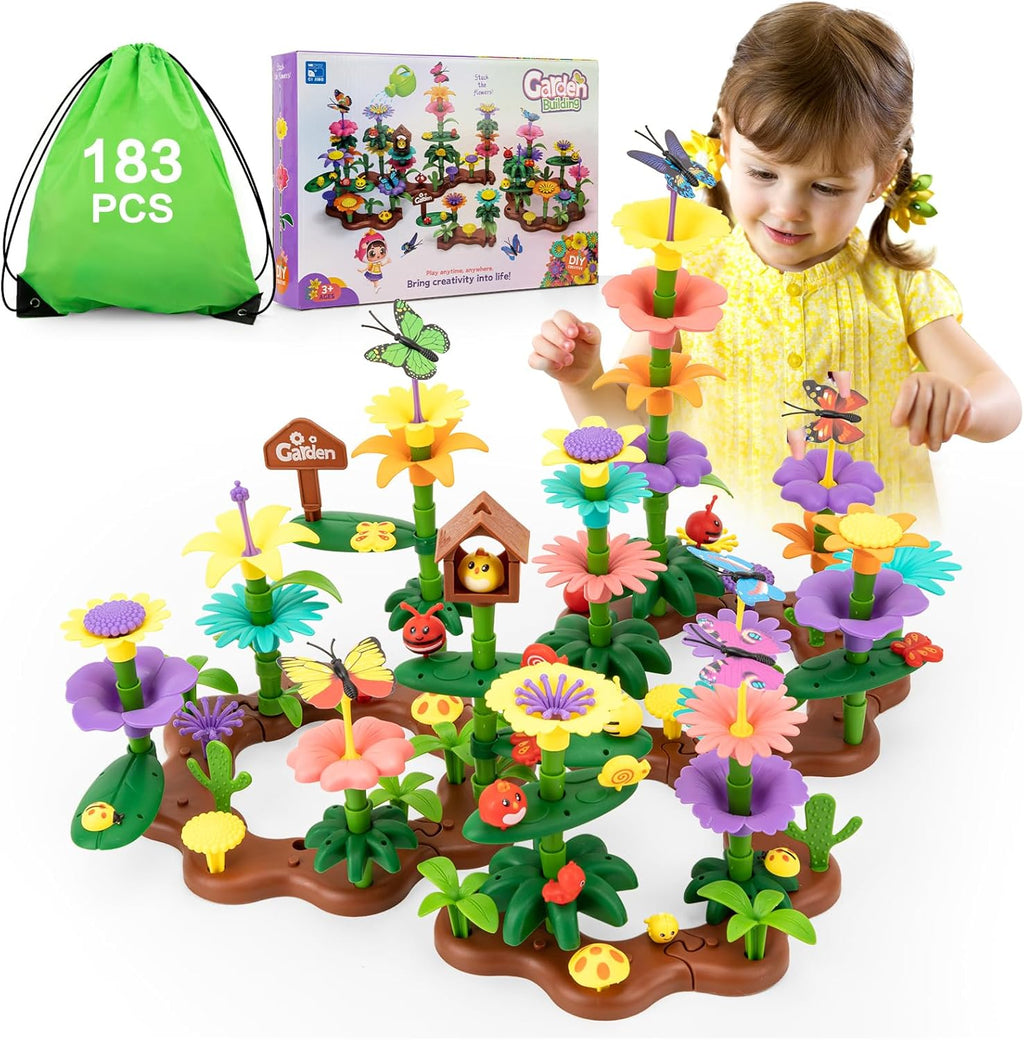 Bloom & Build Flower Garden STEM Adventure 183 Piece Creative Building Set for Kids Ages 3 to 8