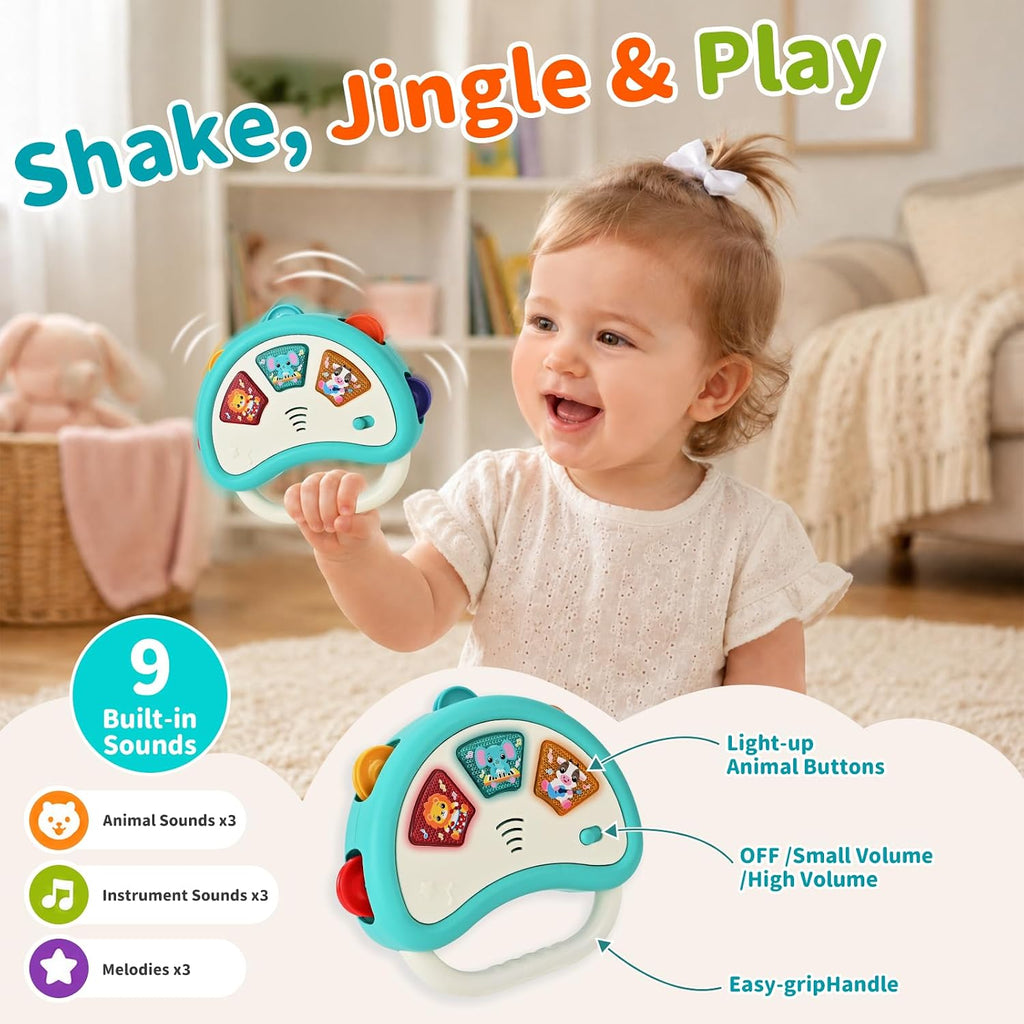 Tiny Tunes Musical Set Baby Music Player and Light Up Tambourine for Toddlers 1 to 3 Sensory Learning Toy 12 Months Plus