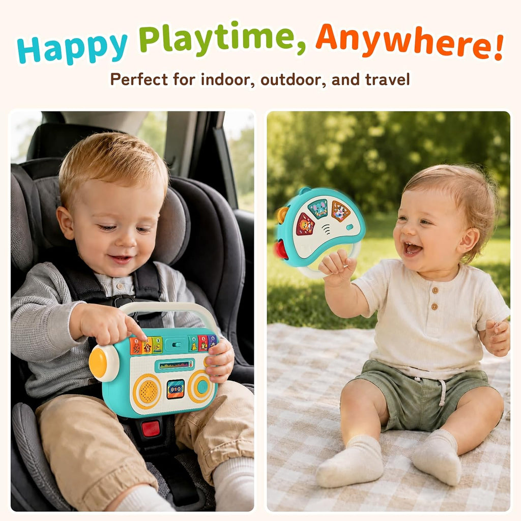 Tiny Tunes Musical Set Baby Music Player and Light Up Tambourine for Toddlers 1 to 3 Sensory Learning Toy 12 Months Plus