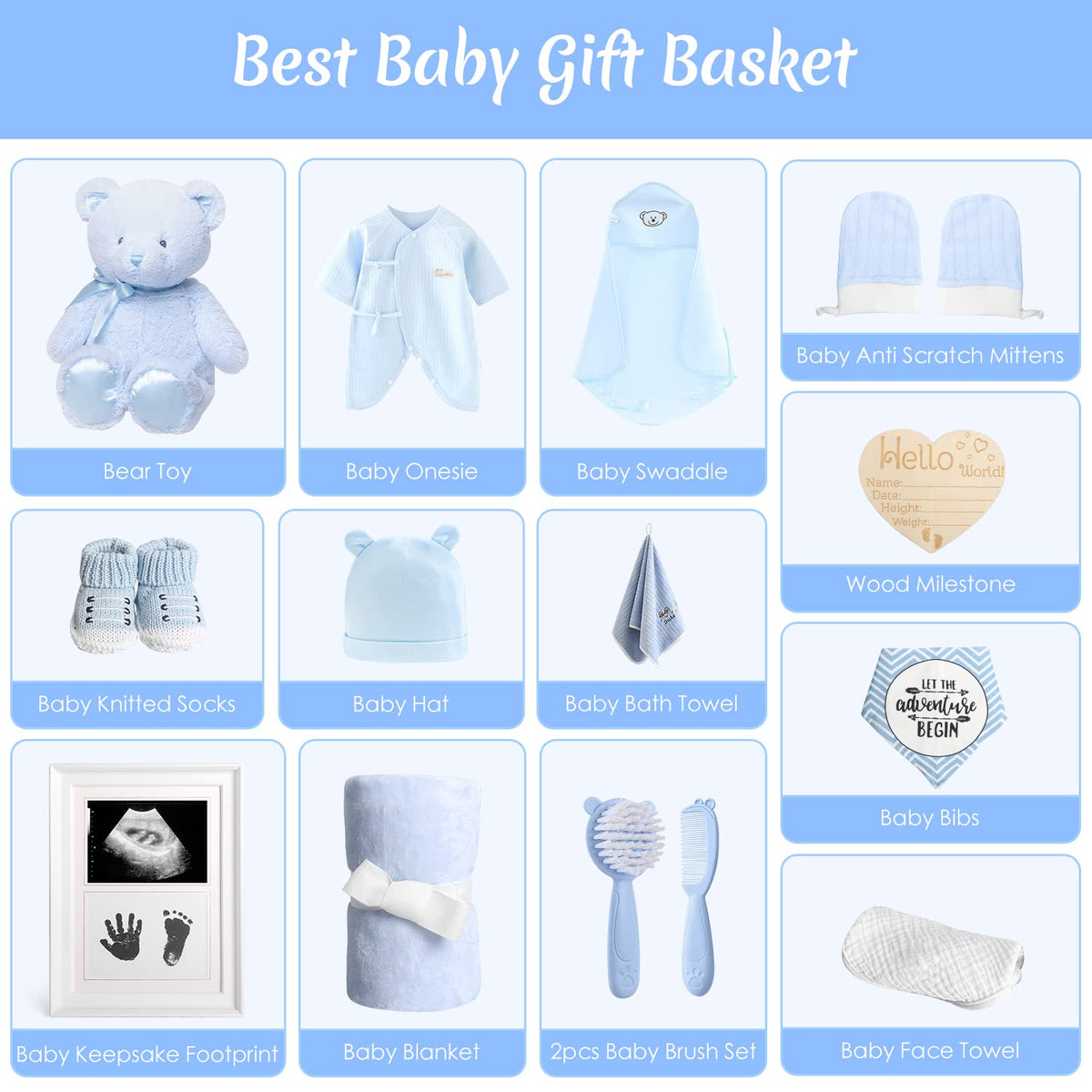 Baby Box Set 14 Essentials for Newborns in a Charming Gift Basket