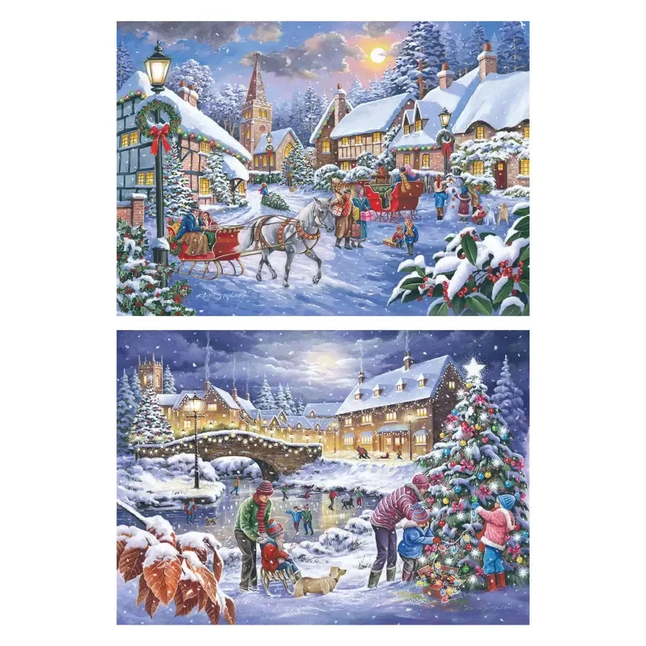 Christmas is Coming Set of 2 500 Big Piece Jigsaw Puzzles HOP