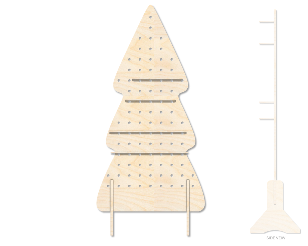 Unfinished Wood Christmas Tree Standing Peg Board  | Standing Wood Peg Board | 1/2" & 1/4" Thick Wood | up to 40"