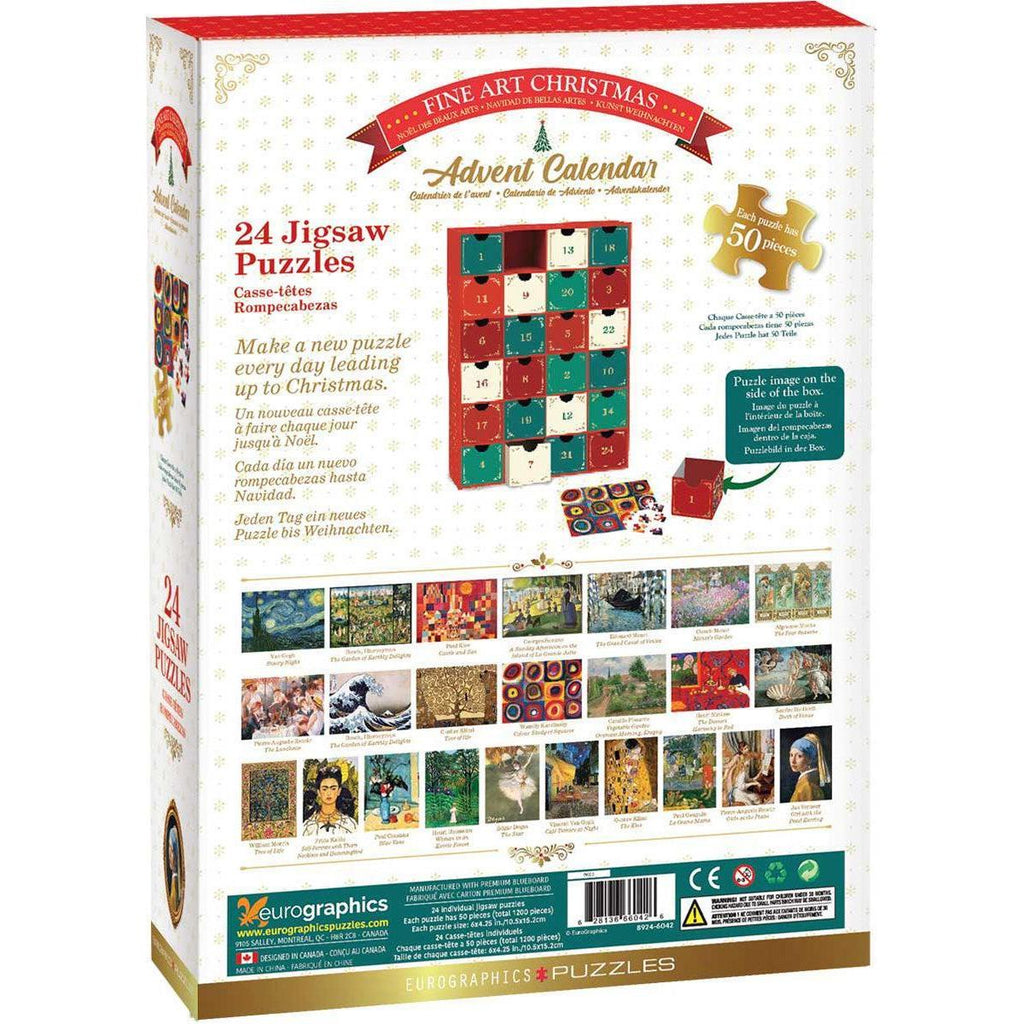 Fine Art Christmas Advent Calendar - 24 Set of 50 Piece Mini Jigsaw Puzzles Eurographics