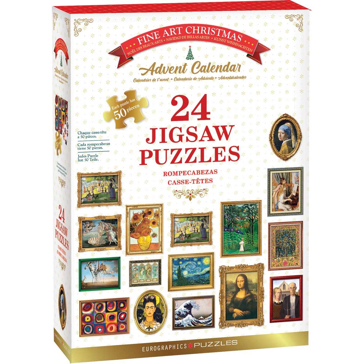 Fine Art Christmas Advent Calendar - 24 Set of 50 Piece Mini Jigsaw Puzzles Eurographics