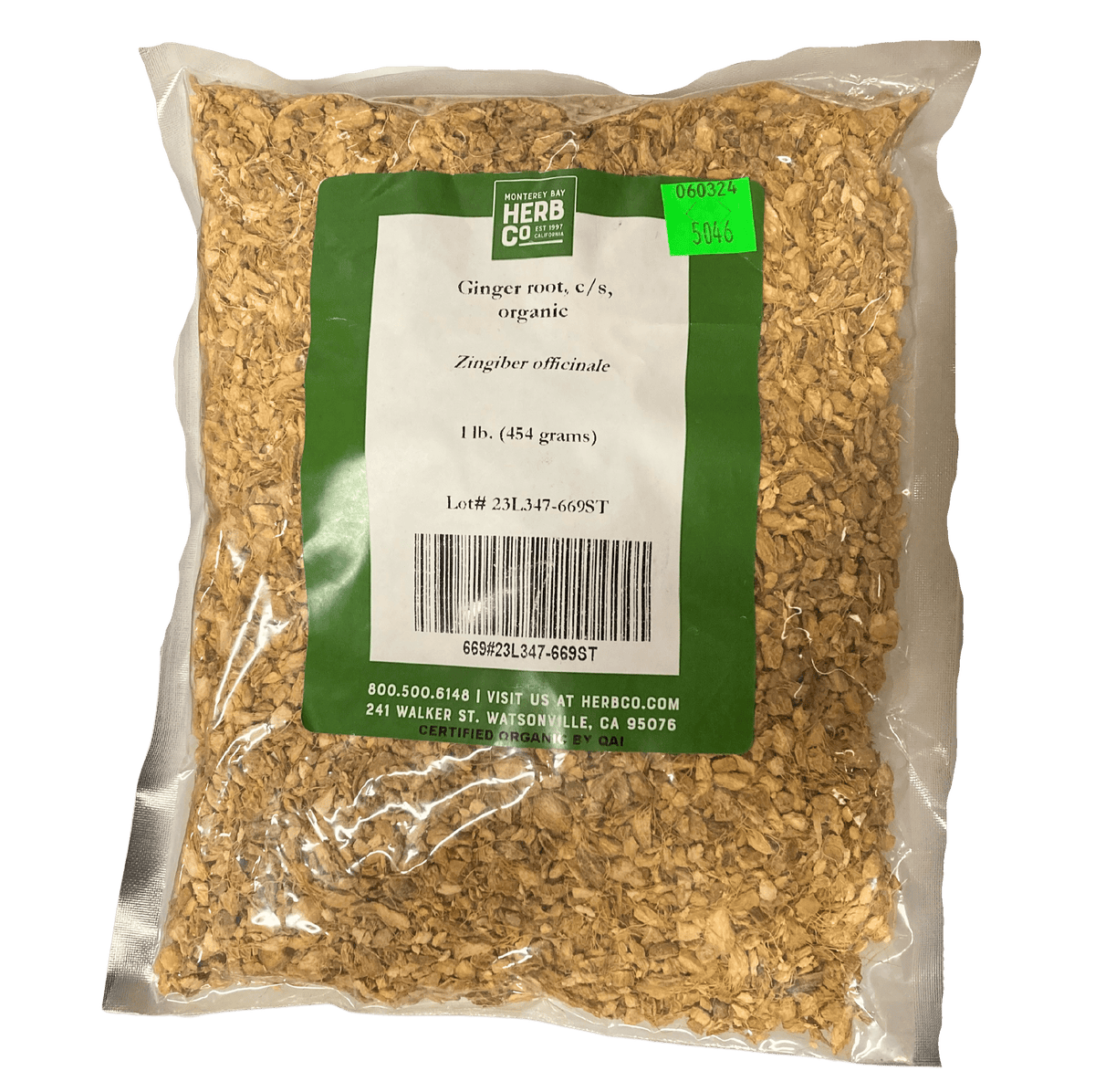 Ginger Root, Cut, Sifted, Organic