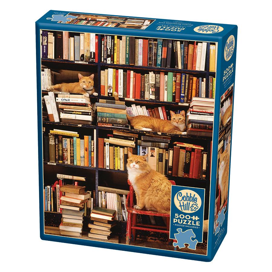 Gotham Bookstore Cats 500 Piece Jigsaw Puzzle Cobble Hill