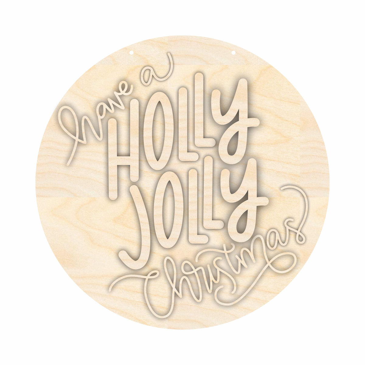 Unfinished Wood Holly Jolly Christmas Door Sign Kit | Wood Craft Cutouts | 1/4" Thick |