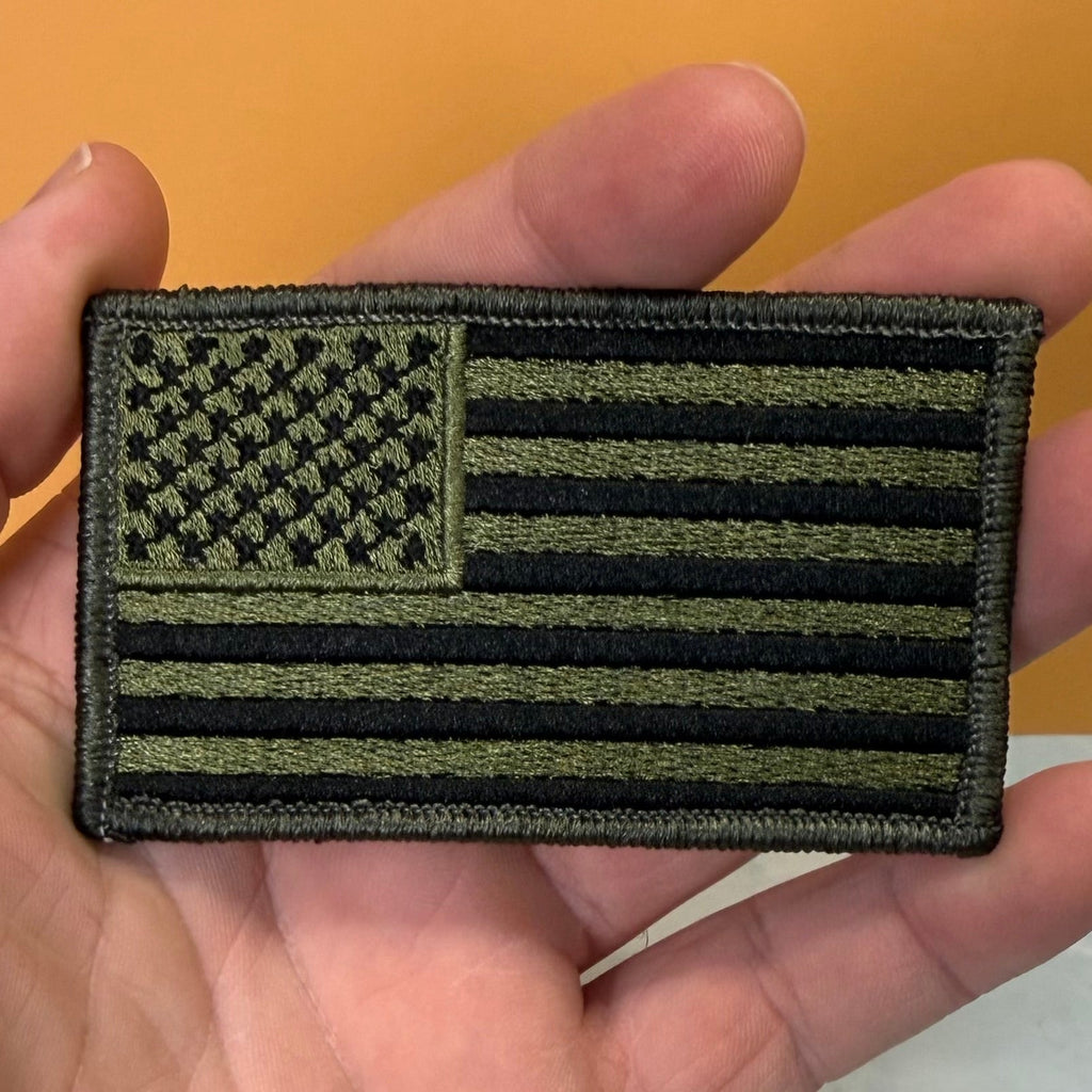Olive OD Green Tactical American Flag Patch, 2x3.5" | Made in USA | VELCRO® Brand Hook Backing