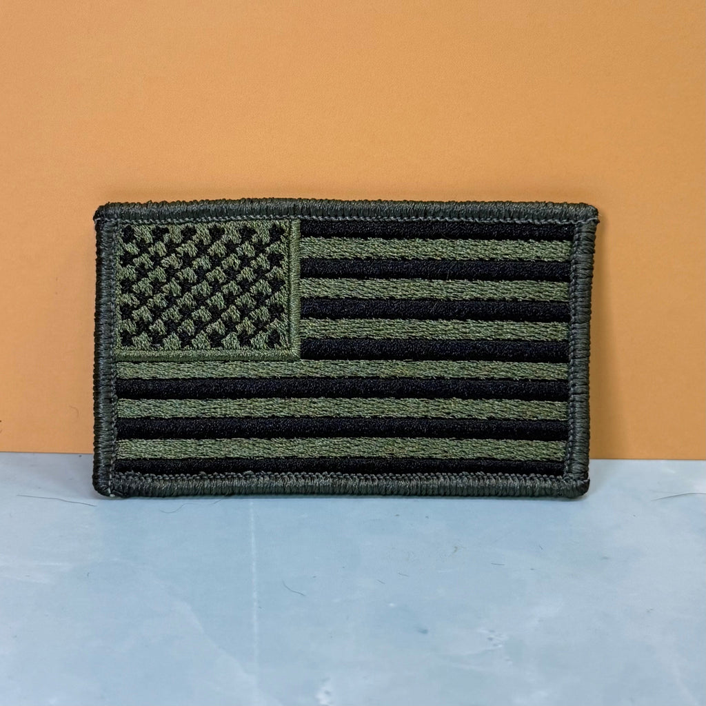Olive OD Green Tactical American Flag Patch, 2x3.5" | Made in USA | VELCRO® Brand Hook Backing