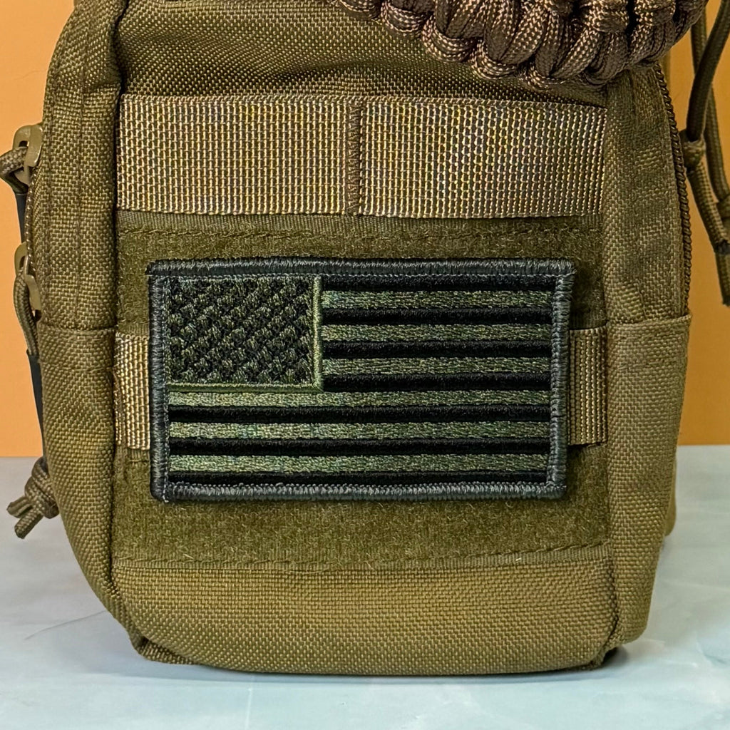 Olive OD Green Tactical American Flag Patch, 2x3.5" | Made in USA | VELCRO® Brand Hook Backing