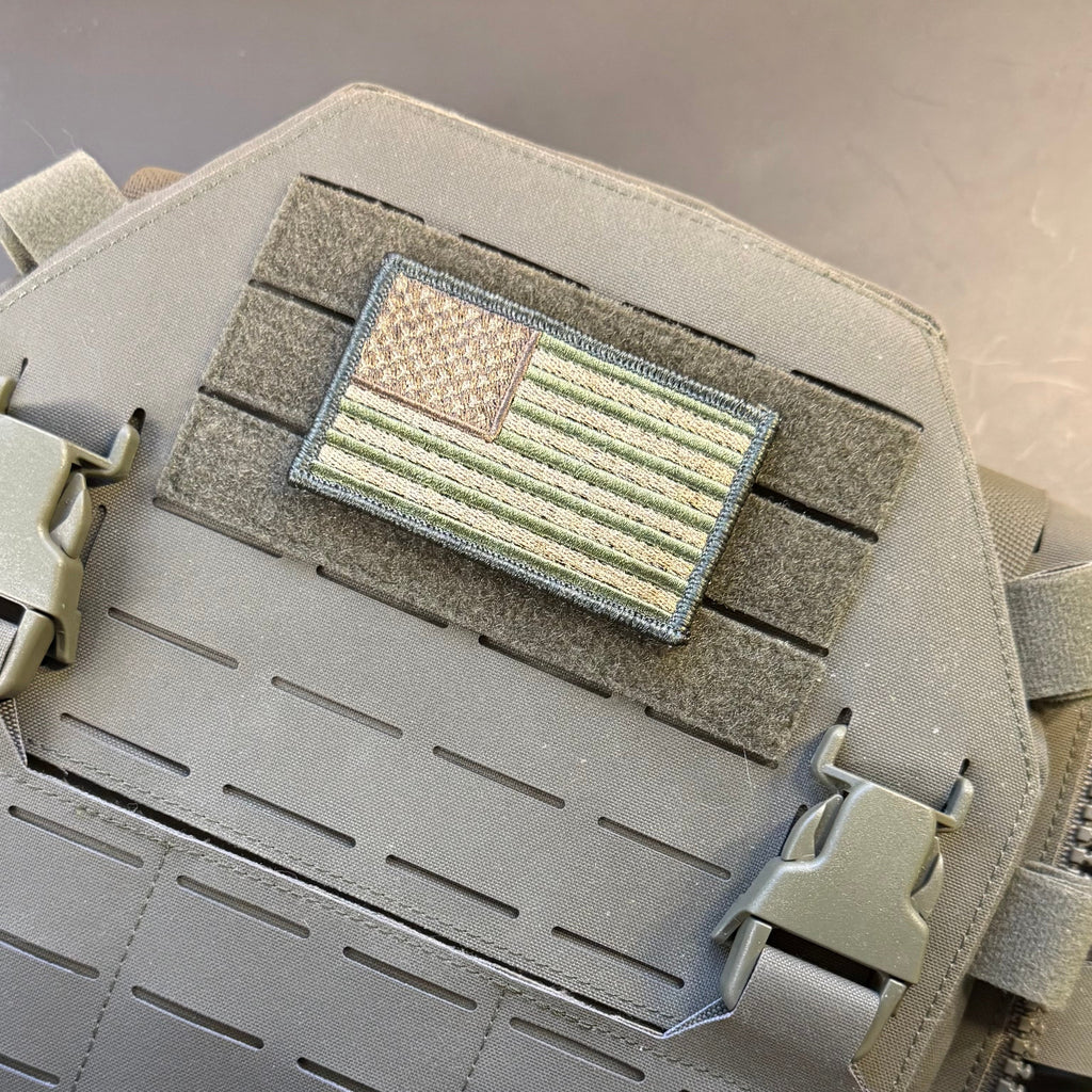 Subdued FDE Tactical American Flag Patch, 2x3.5" | Made in USA | VELCRO® Brand Hook Backing