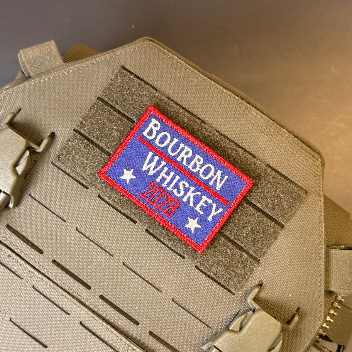 Bourbon & Whiskey for President 2028 Funny Morale Patch, 2x3" | Made in USA | VELCRO® Brand Hook Backing