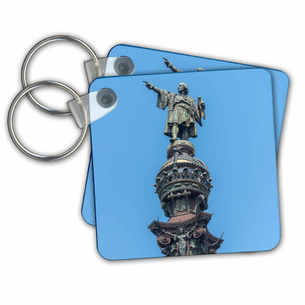 3dRose Key Chains Spain, Barcelona, Christopher Columbus monument (kc-227934-1)