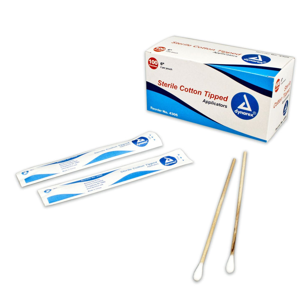 Cotton tipped applicator, Sterile 6", 200 per box