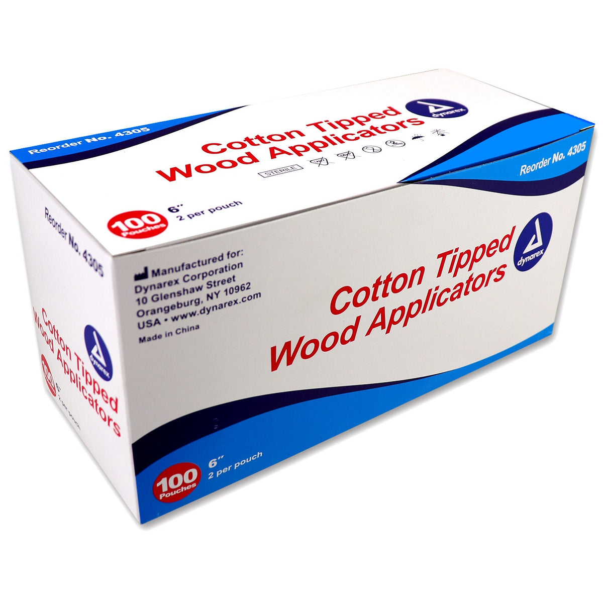 Cotton tipped applicator, Sterile 6", 200 per box
