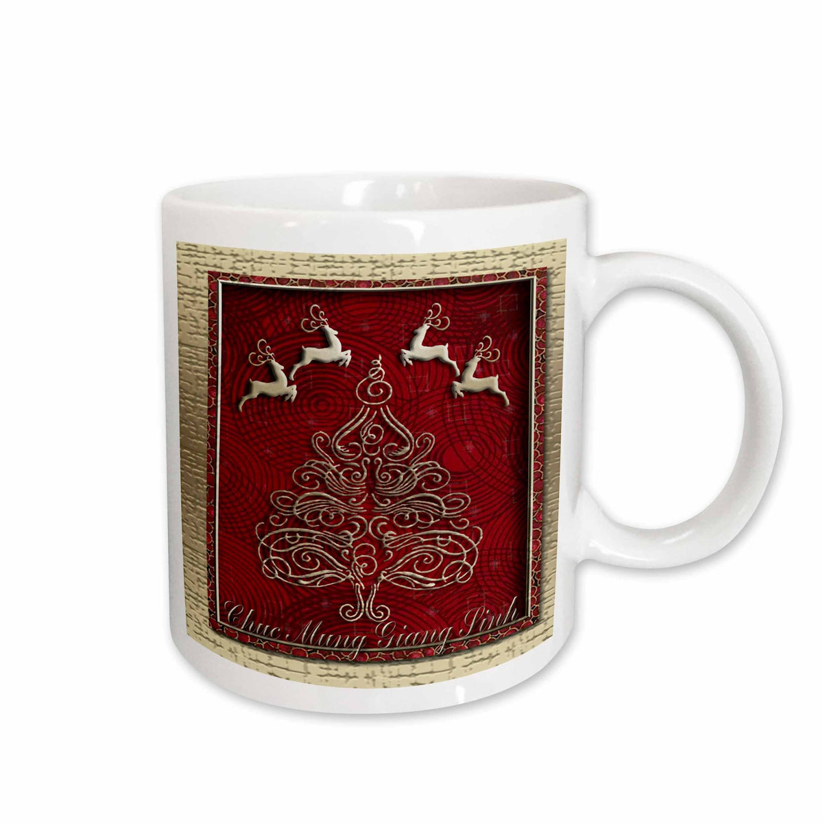 3dRose Chuc Mung Giang Sinh, Merry Christmas in Vietnamese, Reindeer - Mugs (mug_37024)