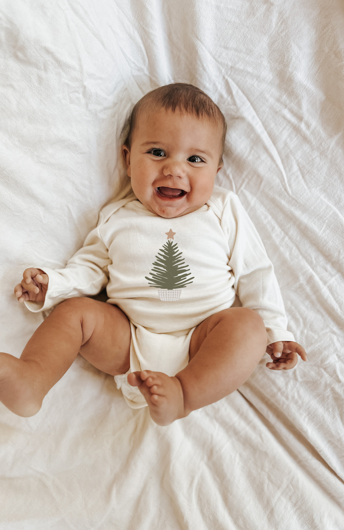 Holiday Tree Organic Baby Bodysuit Long Sleeve